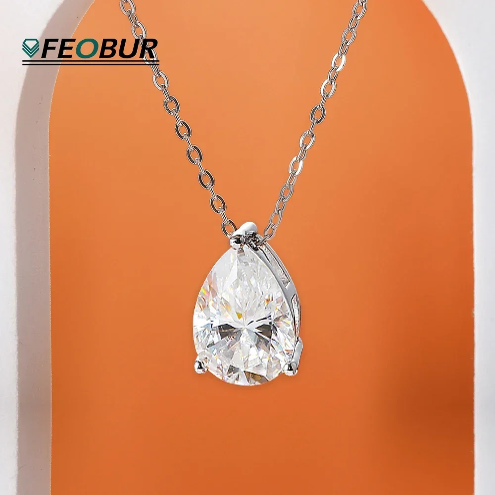 FEOBUR 1-4CT Pear Cut Moissanite Diamond Necklace for Women Original Certified 925 Sterling Silver Waterdrop Pendant Neckchain
FEOBUR 1-4CT Pear Cut Moissanite Diamond Necklace for Women Original Certified 925 Sterling Silver Waterdrop Pendant Neckchain