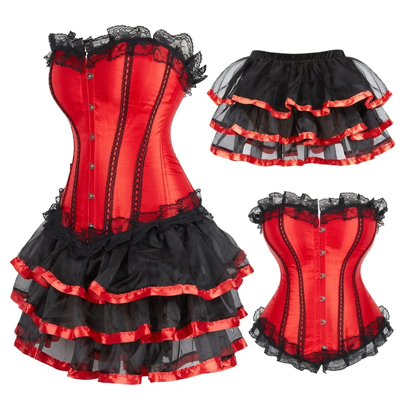 Medieval Women Gothic Corset Tutu Skirt Set 2 Piece Overbust Corset Top Mini Skirt Women Halloween Party Clubwear Costume
Medieval Women Gothic Corset Tutu Skirt Set 2 Piece Overbust Corset Top Mini Skirt Women Halloween Party Clubwear Costume