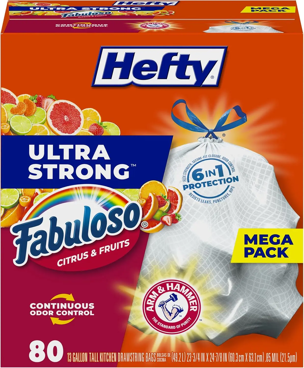 Ultra Strong 13 Gallon Trash Bags, Tall Kitchen Size, White with Citrus Scent, 80 Count
Ultra Strong 13 Gallon Trash Bags, Tall Kitchen Size, White with Citrus Scent, 80 Count