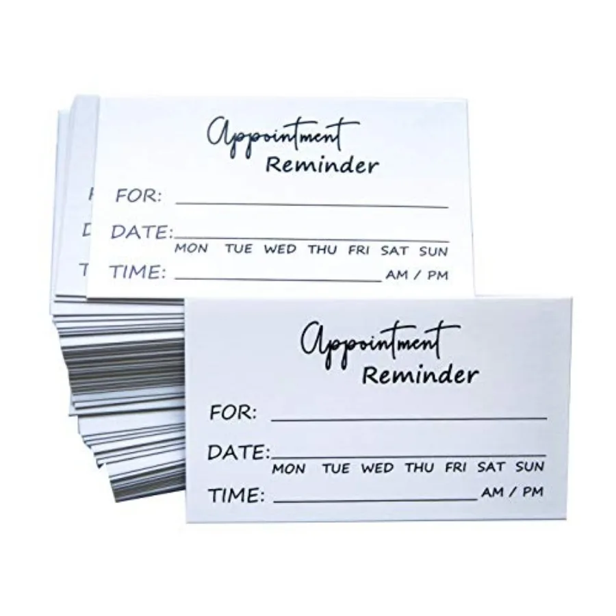 Appointment Reminder Cards Pack of 100
Appointment Reminder Cards Pack of 100