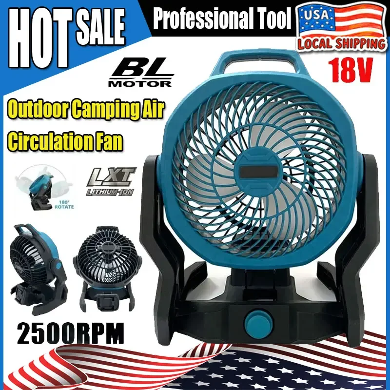 Подходит для электрического портативного инструмента Makita 180 ° Вращающийся уличный вентилятор для кемпинга, настольный/напольный, с питанием от литиевой батареи 18В
Подходит для электрического портативного инструмента Makita 180 ° Вращающийся уличный вентилятор для кемпинга, настольный/напольный, с питанием от литиевой батареи 18В