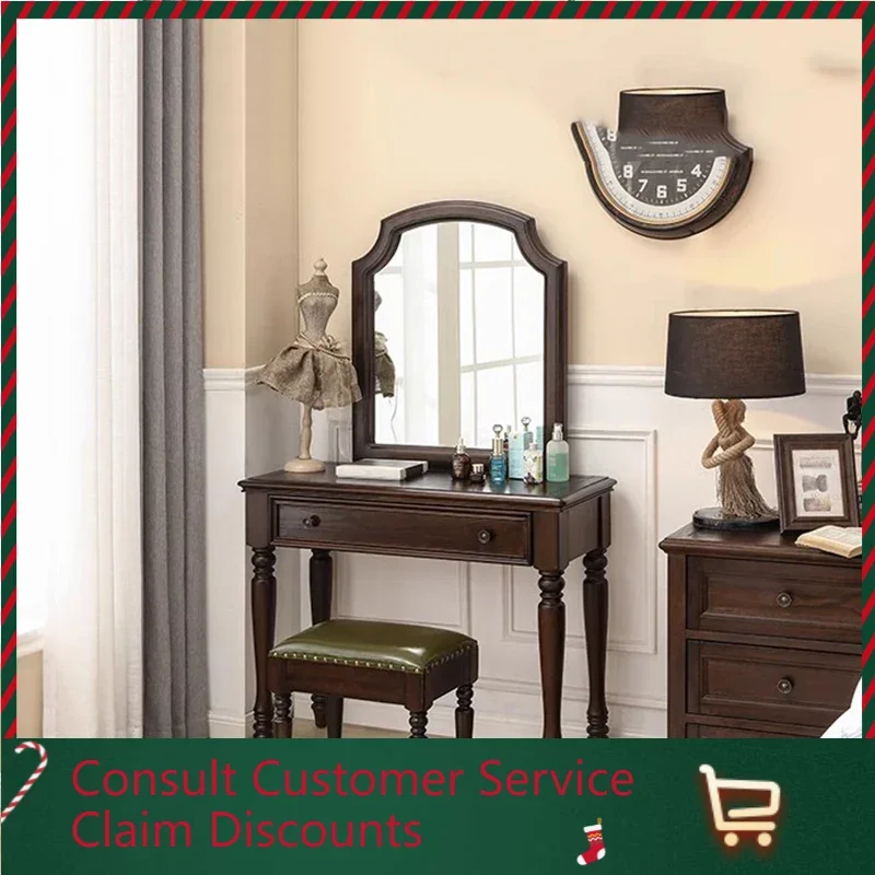 American Wooden Dressing Table Retro Wood Black Walnut Dressing Table Mirrors Stool Tocador Mueble Maquillaje Home Decor
American Wooden Dressing Table Retro Wood Black Walnut Dressing Table Mirrors Stool Tocador Mueble Maquillaje Home Decor