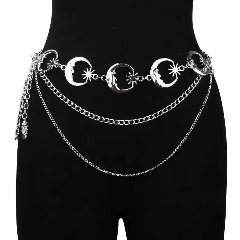 Punk Style Metal Moon Star Waist Chain Body Chain Pendant Crossbody Unisex Fashion Accessory Vintage Sun Moon Star Design
Punk Style Metal Moon Star Waist Chain Body Chain Pendant Crossbody Unisex Fashion Accessory Vintage Sun Moon Star Design