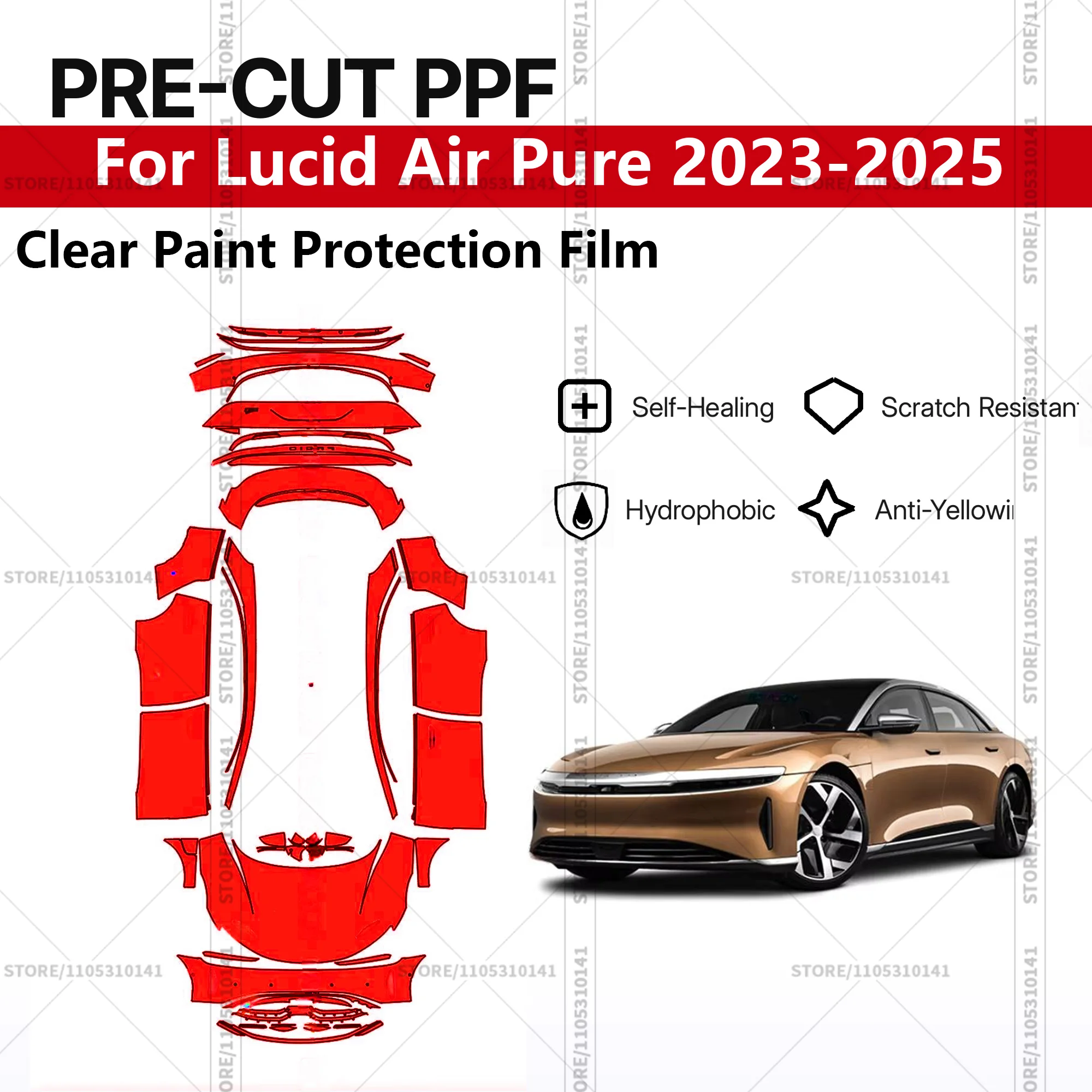 Защитная пленка PPF для Lucid Air Pure 2023-2025, предварительно вырезанная, прозрачная, профессиональная автомобильная пленка для полной защиты кузова
Защитная пленка PPF для Lucid Air Pure 2023-2025, предварительно вырезанная, прозрачная, профессиональная автомобильная пленка для полной защиты кузова