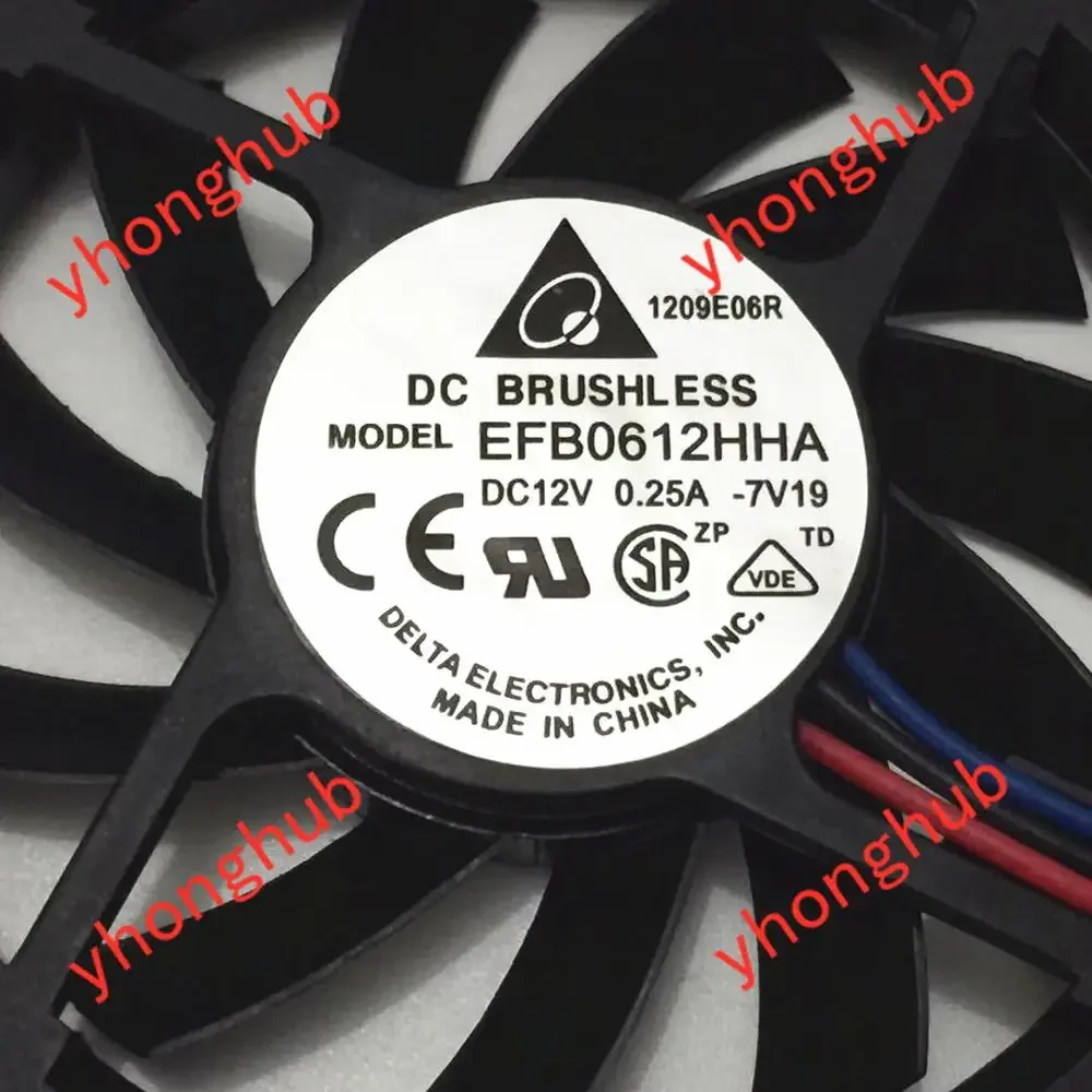 Delta Electronics EFB0612HHA 7V19 DC 12V 0.25A 60x60x10mm 3-wire Server Cooling Fan
Delta Electronics EFB0612HHA 7V19 DC 12V 0.25A 60x60x10mm 3-wire Server Cooling Fan