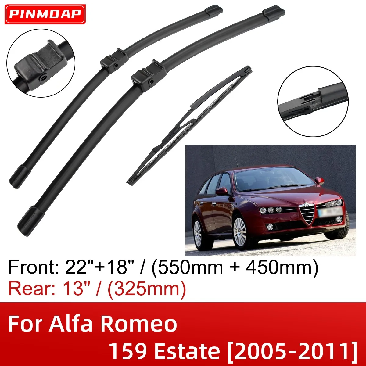 Для Alfa Romeo 159 Estate 2005-2011 22 "+ 18" + 13 "передние и задние щетки стеклоочистителя, аксессуары для резки 2006 2007 2008 2009 2010 2011
Для Alfa Romeo 159 Estate 2005-2011 22 "+ 18" + 13 "передние и задние щетки стеклоочистителя, аксессуары для резки 2006 2007 2008 2009 2010 2011