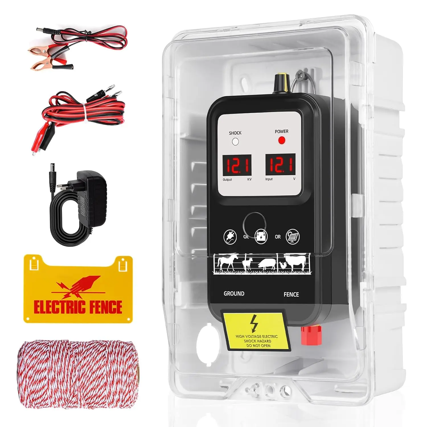 15Km 2J Electric Fence with Led Display Waterproof Electric Fence for Protection of Farm Animals Pets Poultry Willows
15Km 2J Electric Fence with Led Display Waterproof Electric Fence for Protection of Farm Animals Pets Poultry Willows