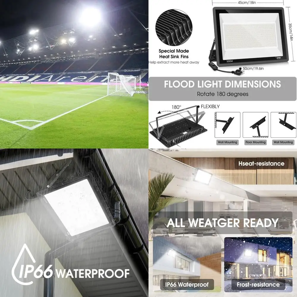 Светодиодные прожекторы 500 Вт для улицы, комплект из 2 шт., эквивалент 2750 Вт, 58 600 лм, 5000K дневной свет, IP66 водонепроницаемые, для коммерческого использования, спортивных площадок
Светодиодные прожекторы 500 Вт для улицы, комплект из 2 шт., эквивалент 2750 Вт, 58 600 лм, 5000K дневной свет, IP66 водонепроницаемые, для коммерческого использования, спортивных площадок