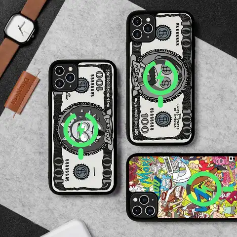 Funny R-Rick And M-Morty-S Magnetic Case For IPhone 17 16 14 13 12 11 15 Pro Max Plus Wireless Charge Phone Cover
