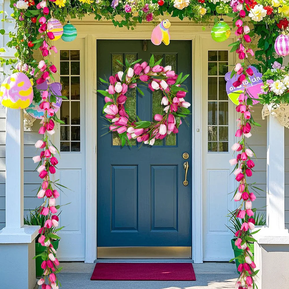 Easter Tulip Garland 6.5ft Artificial Spring Garland Easter Decorations Garland with Tulip Flower Green Leaves Hanging
Easter Tulip Garland 6.5ft Artificial Spring Garland Easter Decorations Garland with Tulip Flower Green Leaves Hanging