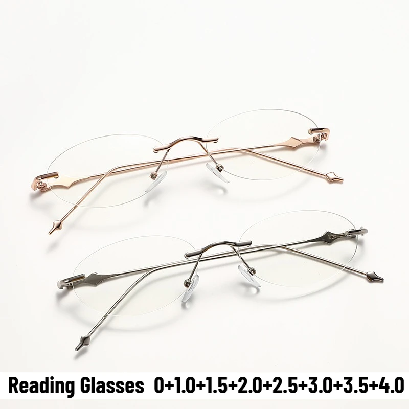 Ultra-light Fashion Luxury Reading Glasses Men's and Women's New Luxury Rimless Oval Anti-blue Light Presbyopia Glasses To +4.0
Ultra-light Fashion Luxury Reading Glasses Men's and Women's New Luxury Rimless Oval Anti-blue Light Presbyopia Glasses To +4.0