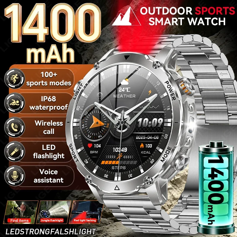 2026 New Military Men Outdoor 1400mAh Super Big Battery Smart Watch Flashlight BT Call IP68 Waterproof Bracelet Sport Smartwatch
2026 New Military Men Outdoor 1400mAh Super Big Battery Smart Watch Flashlight BT Call IP68 Waterproof Bracelet Sport Smartwatch