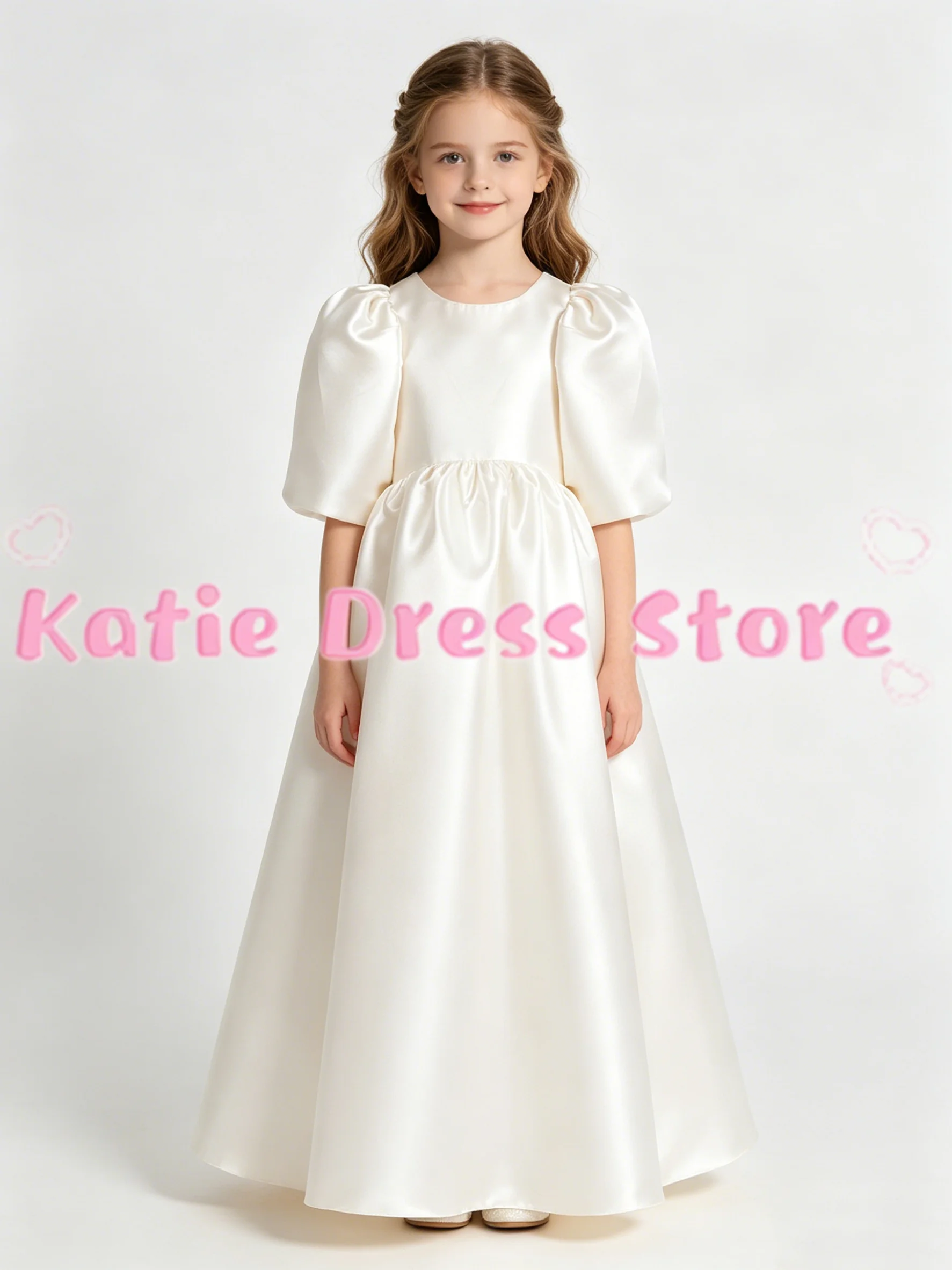 Ivory High Waist Flower Girl Dress For Wedding Half Sleeve With Bow Kids Birthday Party First Communion Ball Gowns Customized
Ivory High Waist Flower Girl Dress For Wedding Half Sleeve With Bow Kids Birthday Party First Communion Ball Gowns Customized 