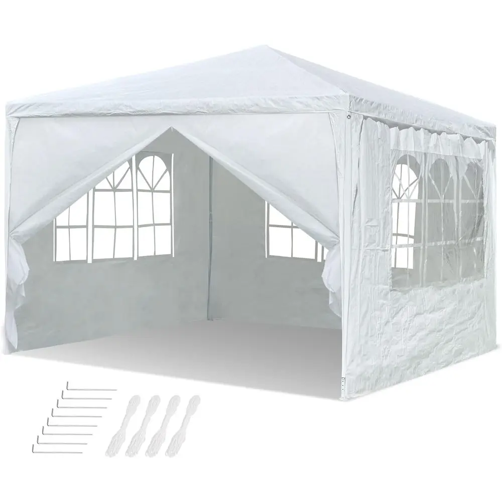 10x10 White Outdoor Wedding Patio Tent with Removable Side Panels for Events
10x10 White Outdoor Wedding Patio Tent with Removable Side Panels for Events
