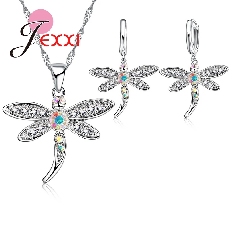 Pretty Dragonfly Jewelry Sets 925 Sterling Silver Pendant Necklace Earrings For Women Shining CZ Rhinestone Crystal Gift
Pretty Dragonfly Jewelry Sets 925 Sterling Silver Pendant Necklace Earrings For Women Shining CZ Rhinestone Crystal Gift