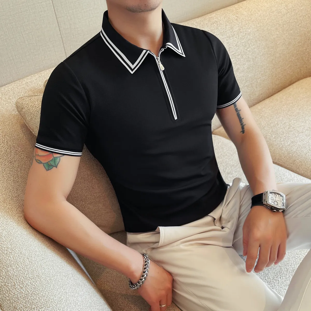 Zipper Designer Polo Shirt Man Short Sleeve Summer Shorts Polos Tee Men's Clothing Breathable T-shirt Mesh Anti-wrinkle Tops 4xl
Zipper Designer Polo Shirt Man Short Sleeve Summer Shorts Polos Tee Men's Clothing Breathable T-shirt Mesh Anti-wrinkle Tops 4xl