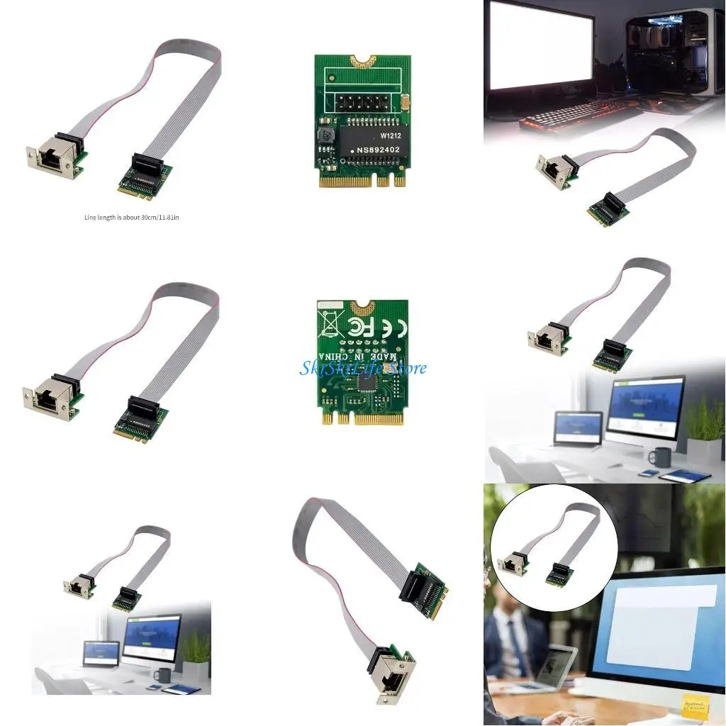 E65E M.2 MINI PCIE Rj45 Networking Adapters PCIE 1000Mbps RTL8111G Half-height