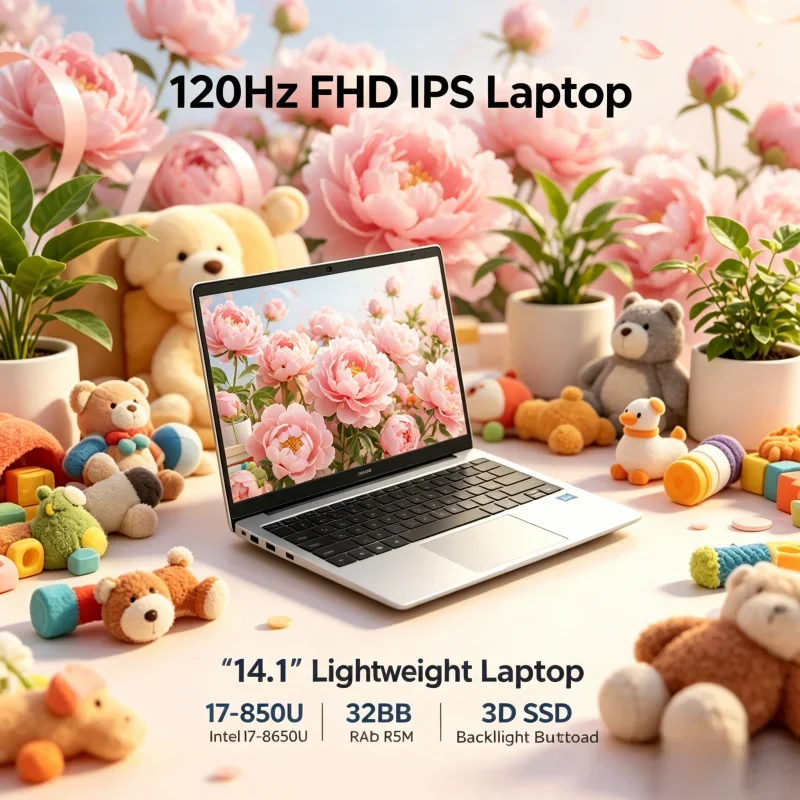 Lightweight 14.1" Notebook with Intel N4405U, 120Hz FHD IPS, 32GB RAM, 2TB SSD & Integrated Backlit Keyboard
Lightweight 14.1" Notebook with Intel N4405U, 120Hz FHD IPS, 32GB RAM, 2TB SSD & Integrated Backlit Keyboard