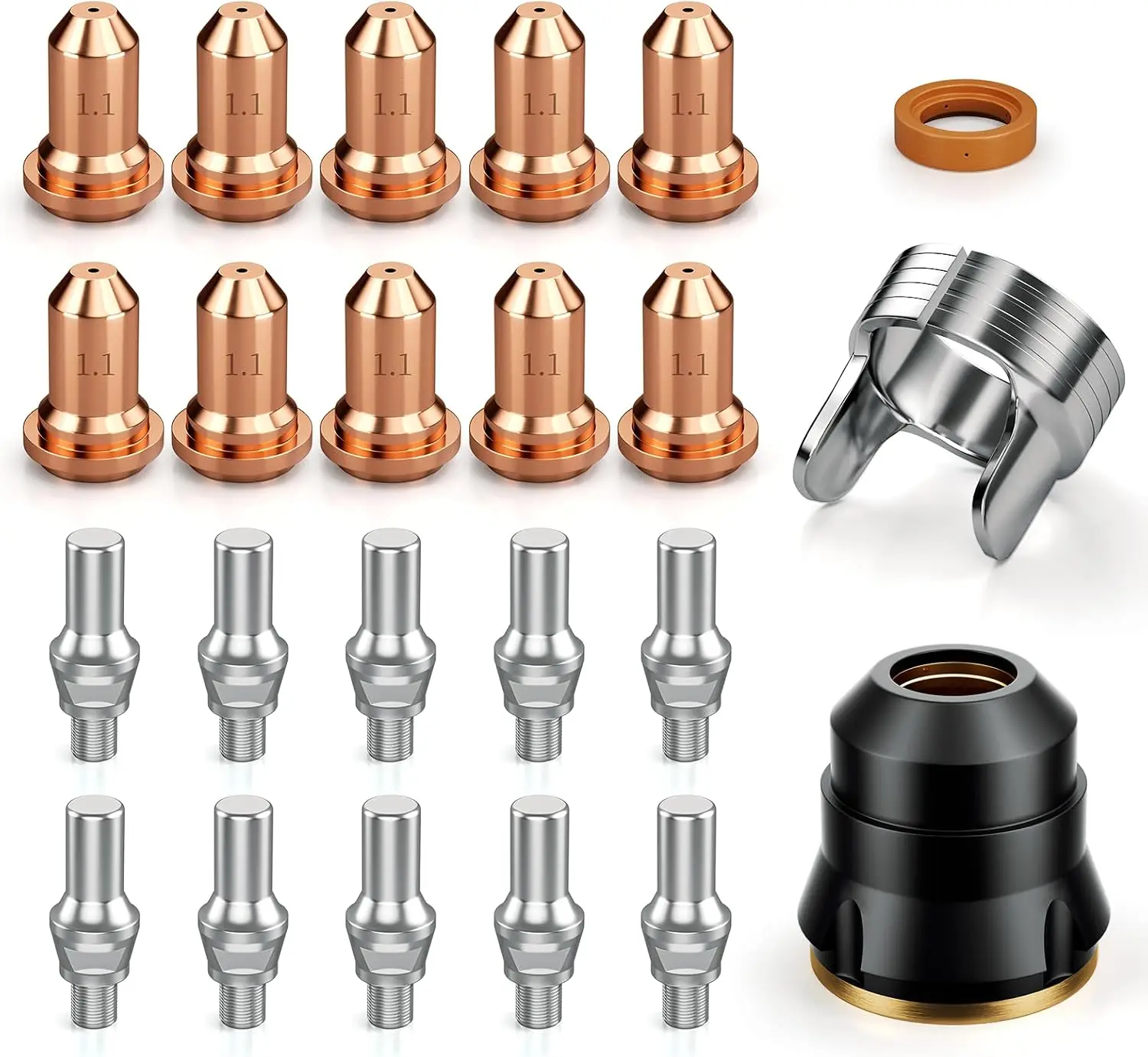 ARCCAPTAIN 23Pcs IPT60 Plasma Cutter Torch Consumables .045" Plasma Cutter Accessories for CUT55 HF /CUT55 MP and CUT60 Non-HF
ARCCAPTAIN 23Pcs IPT60 Plasma Cutter Torch Consumables .045" Plasma Cutter Accessories for CUT55 HF /CUT55 MP and CUT60 Non-HF