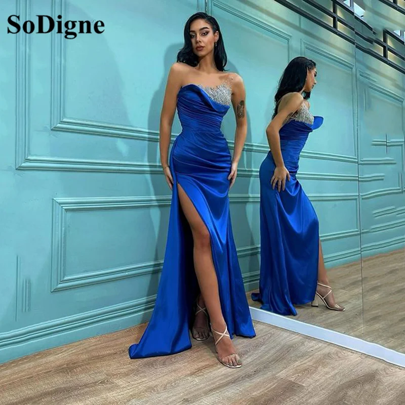 SoDigne Royal Blue Mermaid Formal Evening Dresses Beads Pleats Slit Side Prom Dress Women Special Occasion Party Gowns
SoDigne Royal Blue Mermaid Formal Evening Dresses Beads Pleats Slit Side Prom Dress Women Special Occasion Party Gowns