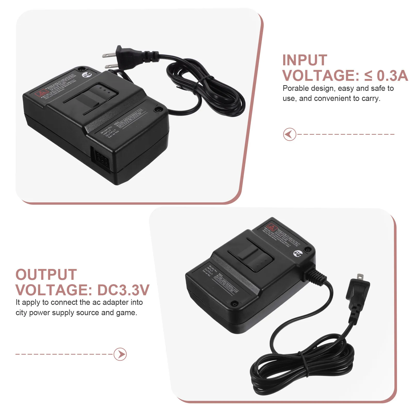 1 set Power Adapter For Black With Us Plug High Compatibility Portable Design Practical Charging Solution Game Accessory
1 set Power Adapter For Black With Us Plug High Compatibility Portable Design Practical Charging Solution Game Accessory