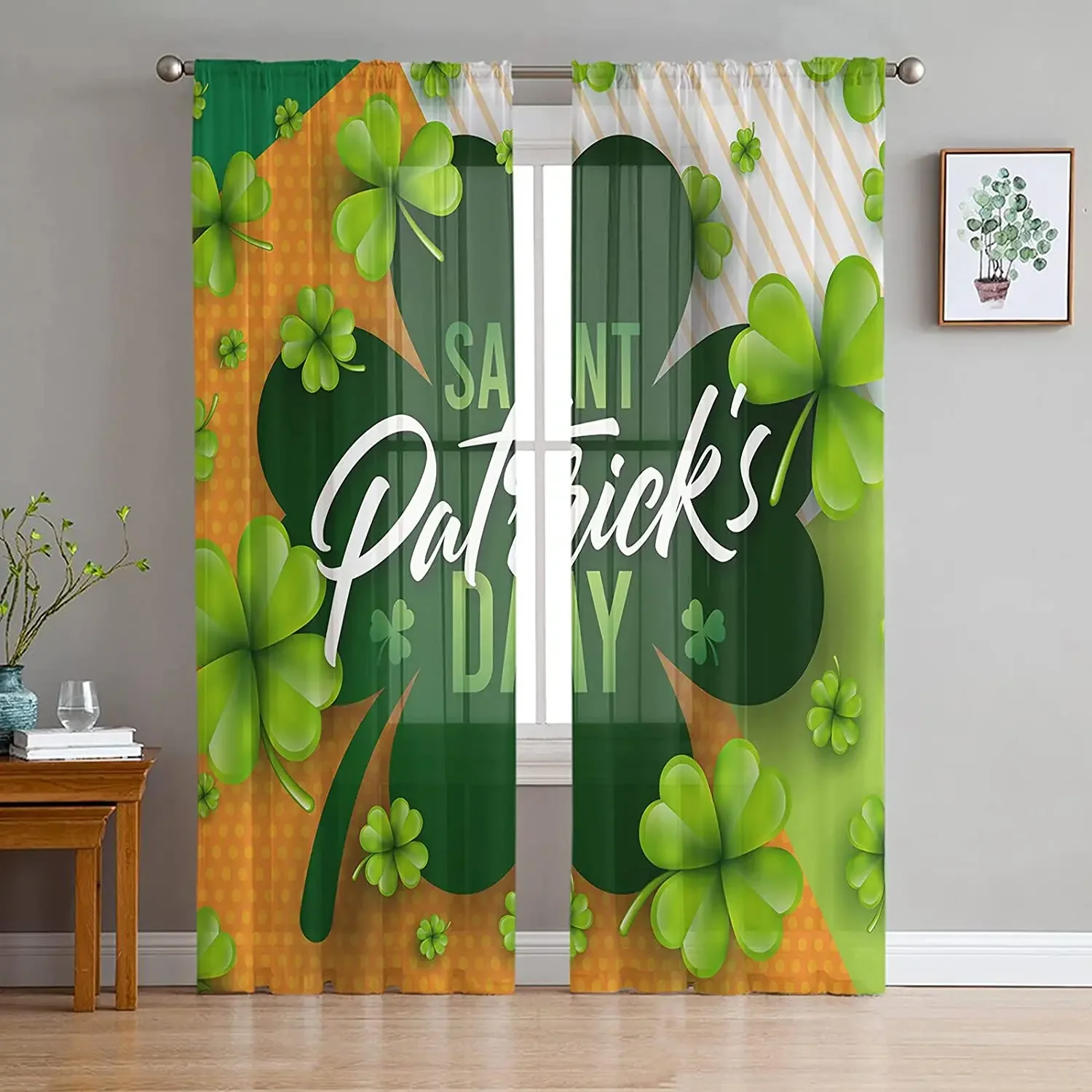 St. Patrick's Day Clover Lucky Leaves Sheer Voile Curtain for Living Room Bedroom Kitchen Window Decor Tulle Chiffon Curtains
St. Patrick's Day Clover Lucky Leaves Sheer Voile Curtain for Living Room Bedroom Kitchen Window Decor Tulle Chiffon Curtains