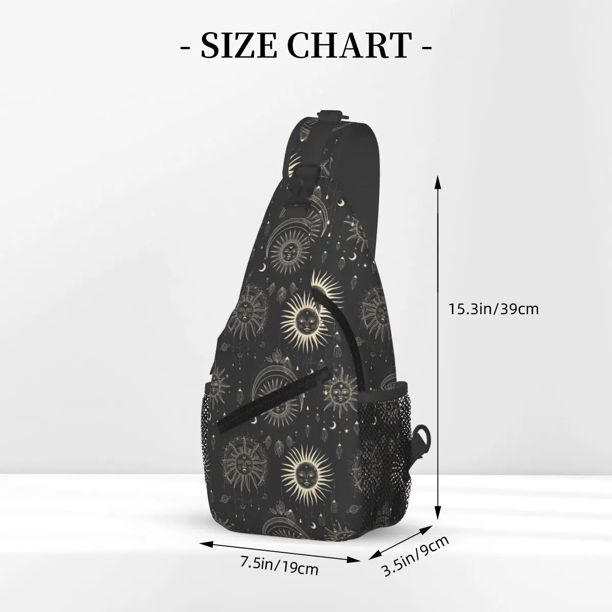 Boho Golden Crescent Moon And Sun Witch Chest Bag Men Sling Crossbody Backpack Chest Bag Traveling Hiking Daypack Shoulder Bag
Boho Golden Crescent Moon And Sun Witch Chest Bag Men Sling Crossbody Backpack Chest Bag Traveling Hiking Daypack Shoulder Bag