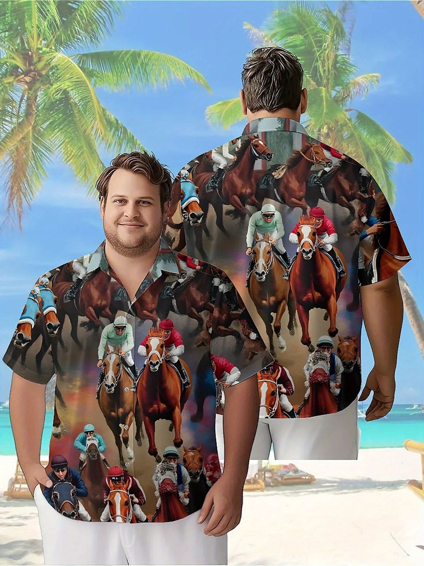 Men's Plus Size Hawaiian Shirts Horse Racing Theme Pattern, Unisex Aloha Shirts,New Summer Tops Tee,streetwear
Men's Plus Size Hawaiian Shirts Horse Racing Theme Pattern, Unisex Aloha Shirts,New Summer Tops Tee,streetwear