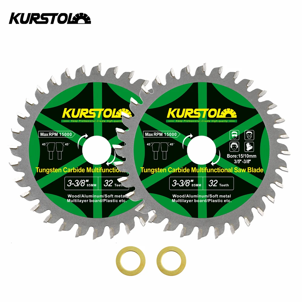 KURSTOL Dia85mm TCT Hard Alloy Cutting Disc 1/2/3/5Pcs Circular Saw Blade Cutting Wood Aluminium Copper Metal Mini Disc Cutter
KURSTOL Dia85mm TCT Hard Alloy Cutting Disc 1/2/3/5Pcs Circular Saw Blade Cutting Wood Aluminium Copper Metal Mini Disc Cutter
