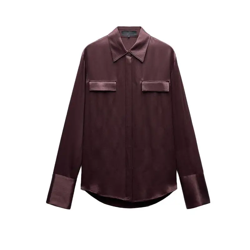 Autumn Winter New Women's Silk Satin Long Sve irt Collared Top ket Decorated Loose Fit Commute Sle 00% Polyester
Autumn Winter New Women's Silk Satin Long Sve irt Collared Top ket Decorated Loose Fit Commute Sle 00% Polyester