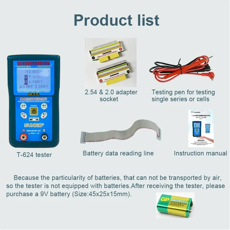 T-624 Battery Pack Analyzer 24 Channel 1mV Resolution Voltage Detector 3 Display Modes for Li-ion/LiFePO4 Battery Maintenance
T-624 Battery Pack Analyzer 24 Channel 1mV Resolution Voltage Detector 3 Display Modes for Li-ion/LiFePO4 Battery Maintenance