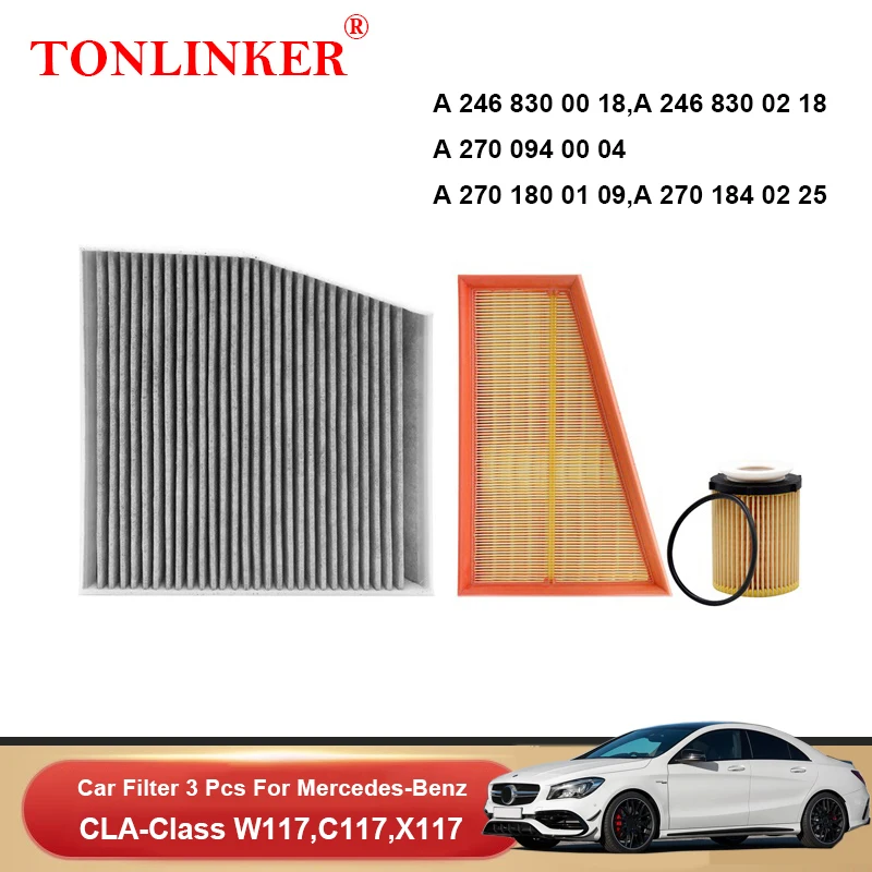 TONLINKER Cabin Air Filter Oil Filter For Mercedes Benz CLA Class W117 C117 X117 2013-2019 CLA200 CLA250 CLA45 AMG 3Pcs/1Pcs Set
TONLINKER Cabin Air Filter Oil Filter For Mercedes Benz CLA Class W117 C117 X117 2013-2019 CLA200 CLA250 CLA45 AMG 3Pcs/1Pcs Set