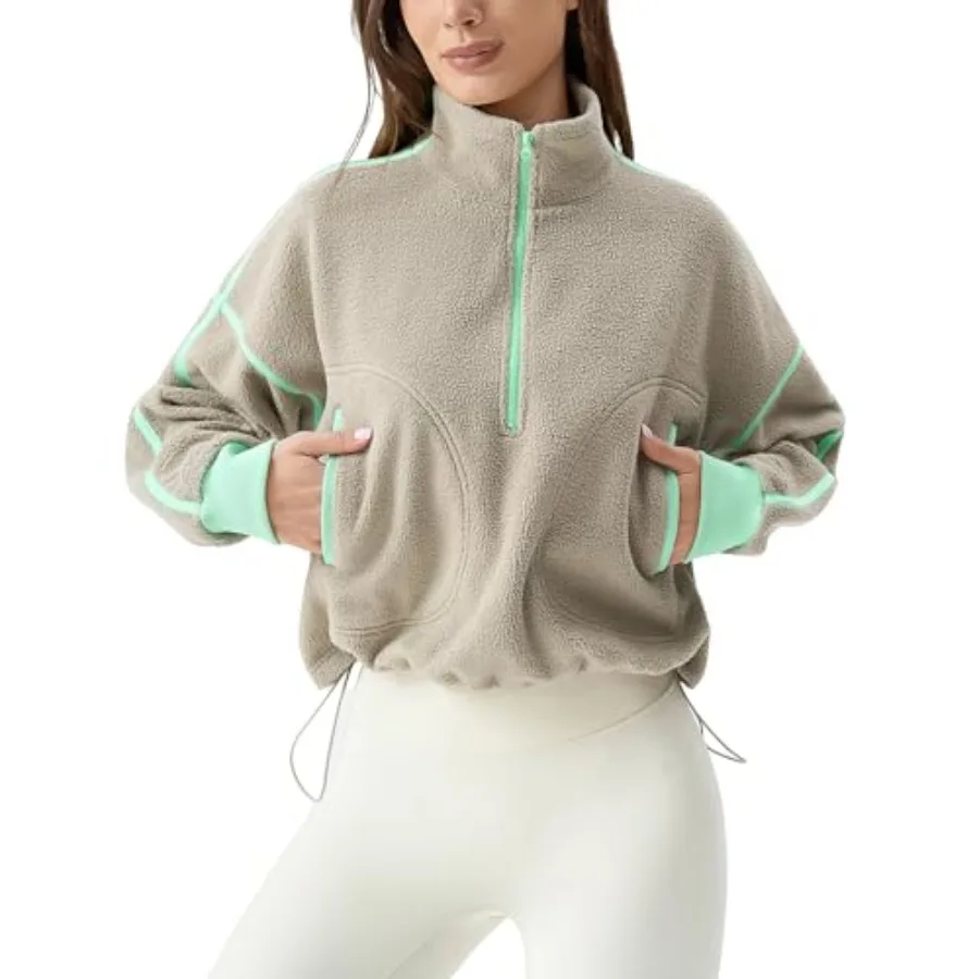 QINSEN Women's Half Zip Fleece Short Pullover Sweatshirt Winter Long Sleeve Cozy Sherpa Sweater Top
QINSEN Women's Half Zip Fleece Short Pullover Sweatshirt Winter Long Sleeve Cozy Sherpa Sweater Top
