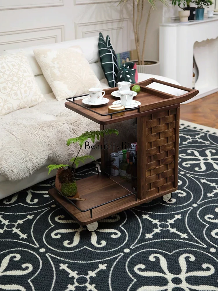 Black walnut movable side few with wheels antique solid wood living room sofa coffee table trolley
Black walnut movable side few with wheels antique solid wood living room sofa coffee table trolley