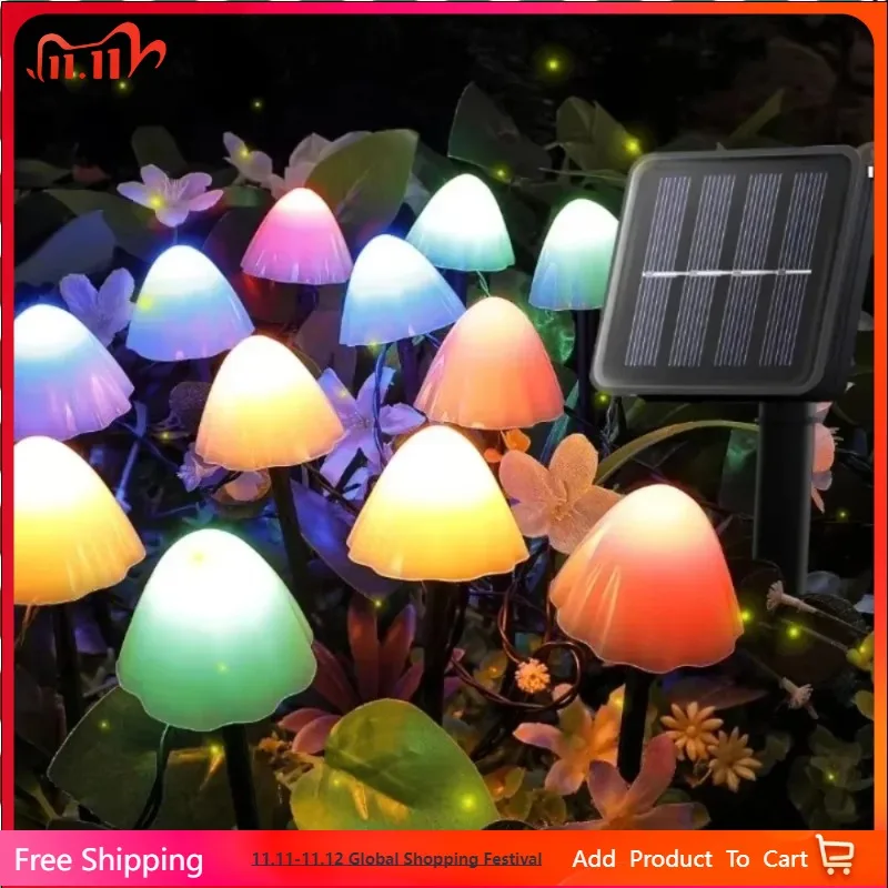 LED Solar String Lights Fairy Path Lawn Landscape Mushroom Lamp Outdoor Christmas Garden Patio Garland Street Decoration
LED Solar String Lights Fairy Path Lawn Landscape Mushroom Lamp Outdoor Christmas Garden Patio Garland Street Decoration