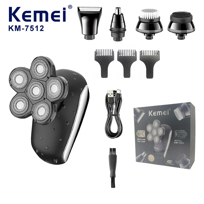 Kemei KM-7512 6-Blade Professional Electric Shaver – Multifunctional 5-in-1 Grooming Kit Beard, Nose Hair & Hair Trimmer
Kemei KM-7512 6-Blade Professional Electric Shaver – Multifunctional 5-in-1 Grooming Kit Beard, Nose Hair & Hair Trimmer