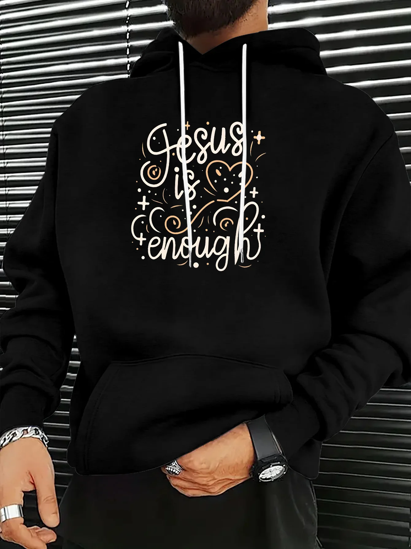 Мужская повседневная толстовка с принтом «Jesus is Enough» — мягкий, удобный и стильный черный пуловер w
Мужская повседневная толстовка с принтом «Jesus is Enough» — мягкий, удобный и стильный черный пуловер w