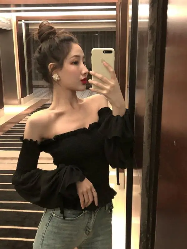 Sexy Bla-oulder Svel Chiffon Top Women's Spring Autumn High Waist Crop Top Korean Sle Long Lantern Sve
Sexy Bla-oulder Svel Chiffon Top Women's Spring Autumn High Waist Crop Top Korean Sle Long Lantern Sve