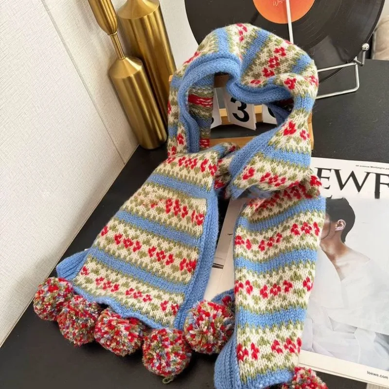 Retro Tweed Fair Isle Pom Knit Scarf for Winter Warmth and Versatile Styling
Retro Tweed Fair Isle Pom Knit Scarf for Winter Warmth and Versatile Styling