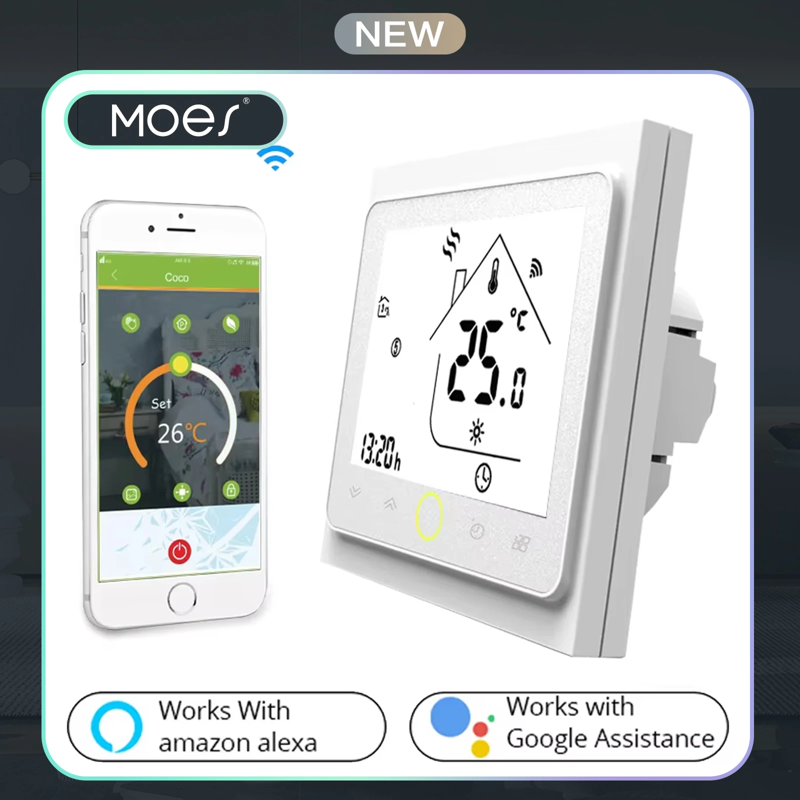 WiFi Smart Thermostat Temperature Controller for Water/Electric floor Heating Water/Gas Boiler Works with Alexa Google Home
WiFi Smart Thermostat Temperature Controller for Water/Electric floor Heating Water/Gas Boiler Works with Alexa Google Home