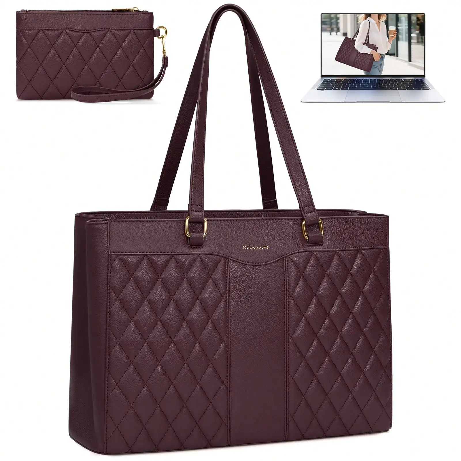Premium Leather Laptop Tote Set For Women: 15.6 Inch Professional Work Bag With Detachable Clutch. Multi-Functional Compu
Premium Leather Laptop Tote Set For Women: 15.6 Inch Professional Work Bag With Detachable Clutch. Multi-Functional Compu