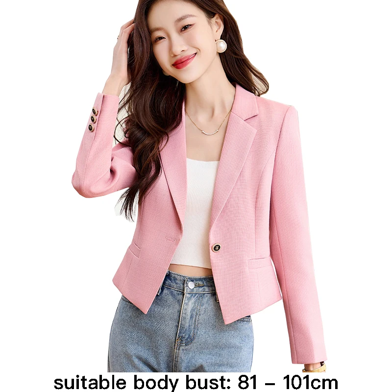 High quality short blazer for women single breasted long sleeve new spring 2025 elegant fashion office clothes black white pink
High quality short blazer for women single breasted long sleeve new spring 2025 elegant fashion office clothes black white pink