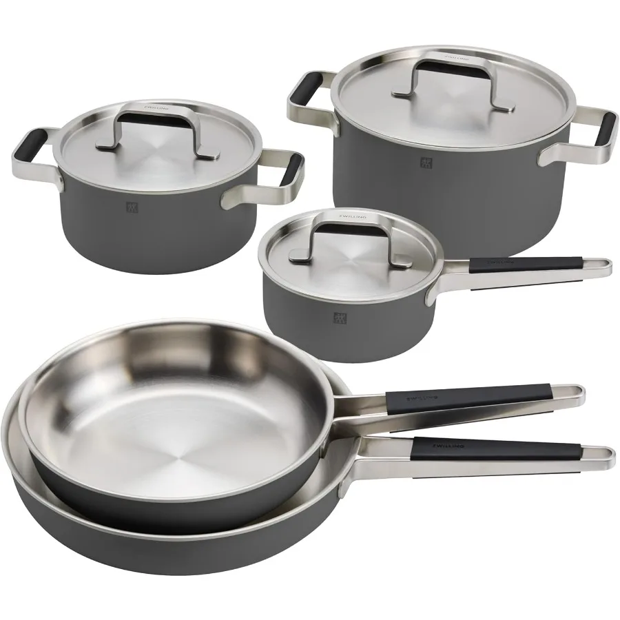 Elegant 8Piece Stainless Steel Cookware Set in Sleek Grey Finish for Modern Kitchens Durable NonToxic HeatResistant InductionCo 
Elegant 8Piece Stainless Steel Cookware Set in Sleek Grey Finish for Modern Kitchens Durable NonToxic HeatResistant InductionCo