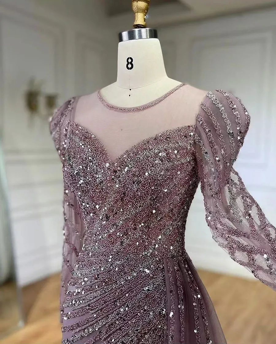 2025 Mermaid Luxury High Split Prom Gown Long Sleeves Dubai Round Neck Evening Dress Vestidos de fiesta Customized
2025 Mermaid Luxury High Split Prom Gown Long Sleeves Dubai Round Neck Evening Dress Vestidos de fiesta Customized