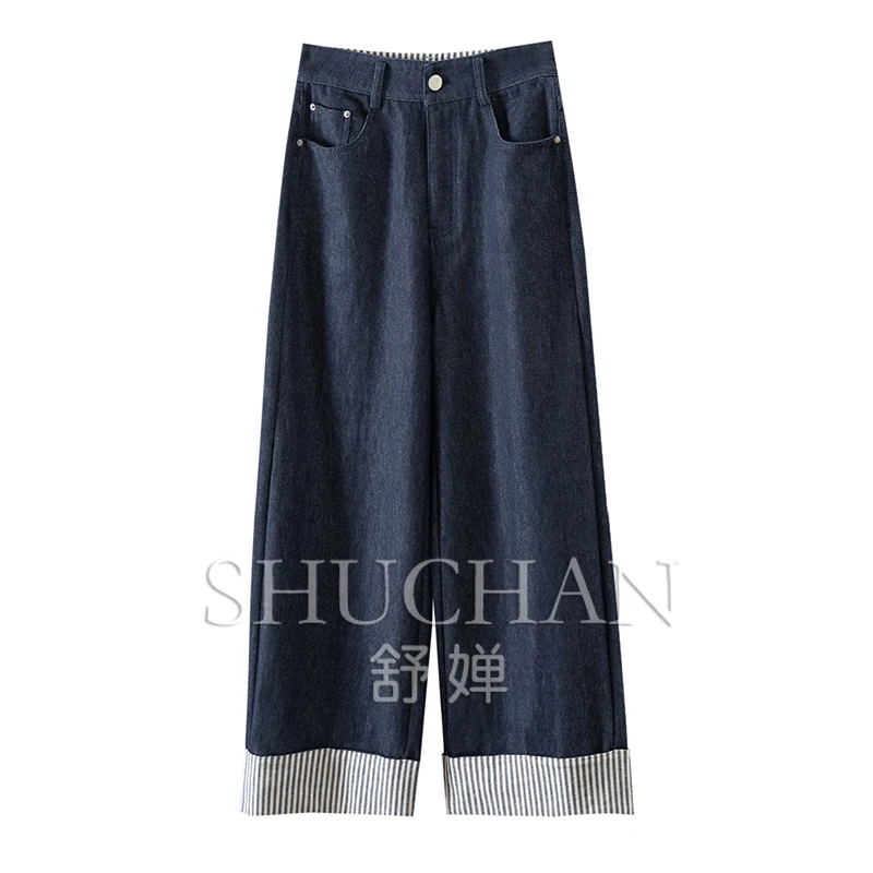 Spring family law cabinet high-end casual, striped flanged high waist nine-point straight wide-leg jeans women 0Z77
Spring family law cabinet high-end casual, striped flanged high waist nine-point straight wide-leg jeans women 0Z77