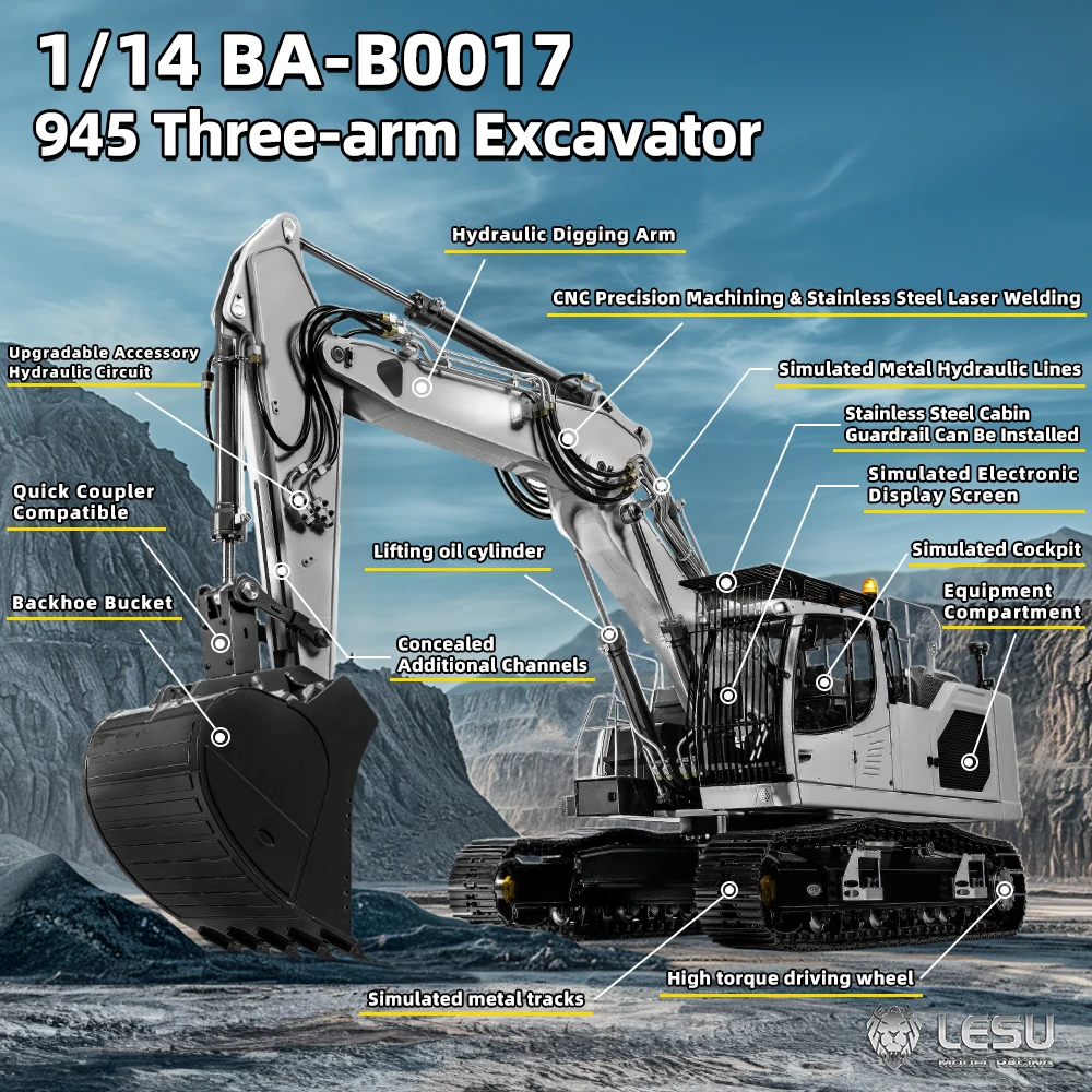 1/14 LESU 945 3-рычажный радиоуправляемый гидравлический экскаватор LR945 Металлический радиоуправляемый экскаватор Радиоуправление Строительная машина Грузовик Автомобили Игрушки
1/14 LESU 945 3-рычажный радиоуправляемый гидравлический экскаватор LR945 Металлический радиоуправляемый экскаватор Радиоуправление Строительная машина Грузовик Автомобили Игрушки