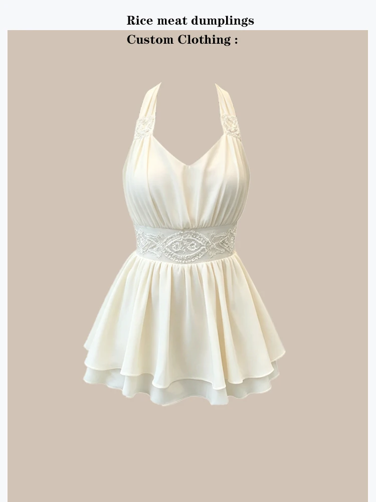 Elegant Slimming White Pear Top Sexy Neck Hanging V-neck Sleeveless Chiffon Summer Shirt Gentle Style Polyster Fiber Casual Wear
Elegant Slimming White Pear Top Sexy Neck Hanging V-neck Sleeveless Chiffon Summer Shirt Gentle Style Polyster Fiber Casual Wear