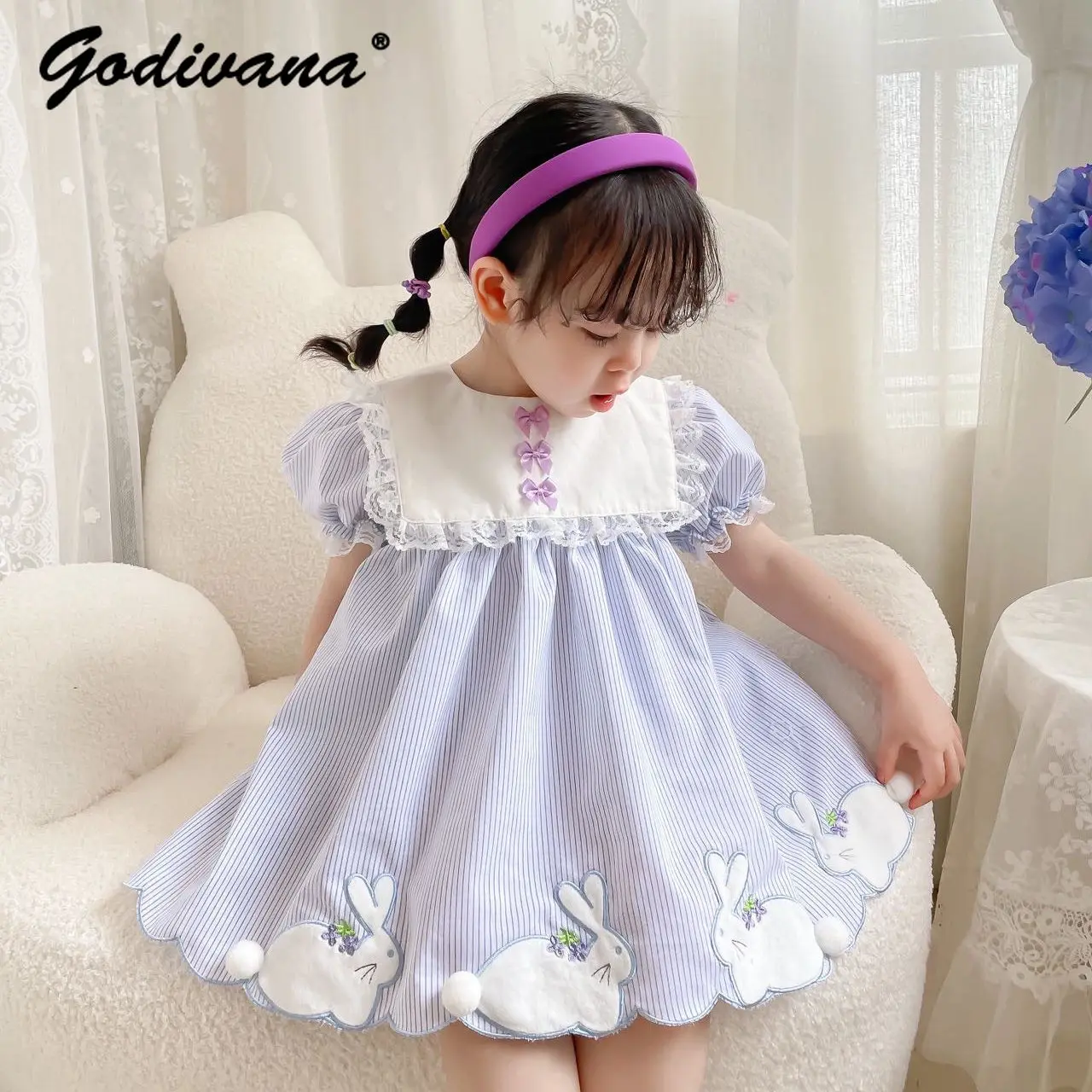 Original Baby Girls Cute Bunny Print Striped Dress 2026 Summer New Fashion Puff Sleeve Lace Trim Bow Dress and Shorts 2pcs Set
Original Baby Girls Cute Bunny Print Striped Dress 2026 Summer New Fashion Puff Sleeve Lace Trim Bow Dress and Shorts 2pcs Set