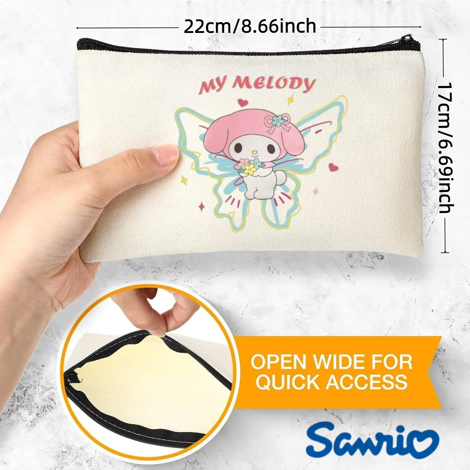 1PC Sanrio My Melody Butterfly Canvas Makeup Bag, Cute Kawaii Cosmetic Pouch
1PC Sanrio My Melody Butterfly Canvas Makeup Bag, Cute Kawaii Cosmetic Pouch