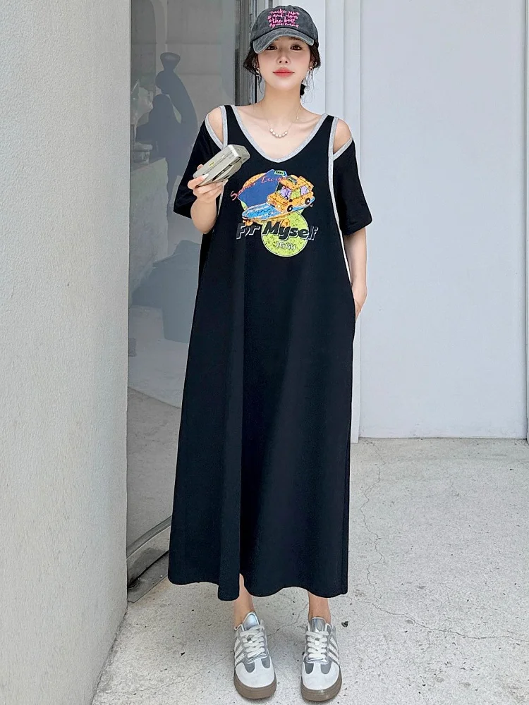 plus Size V-Neck Shoulder Bared Dress Women Loose Fit Short Sleeve Knee-Length Casual Style Korean Version High Waist Design
plus Size V-Neck Shoulder Bared Dress Women Loose Fit Short Sleeve Knee-Length Casual Style Korean Version High Waist Design